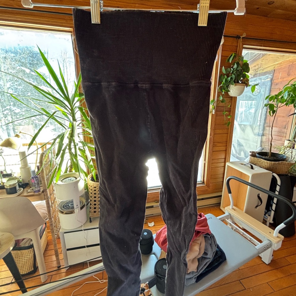 Well Worn Free People Black Ribbed High-Waist Leggings
